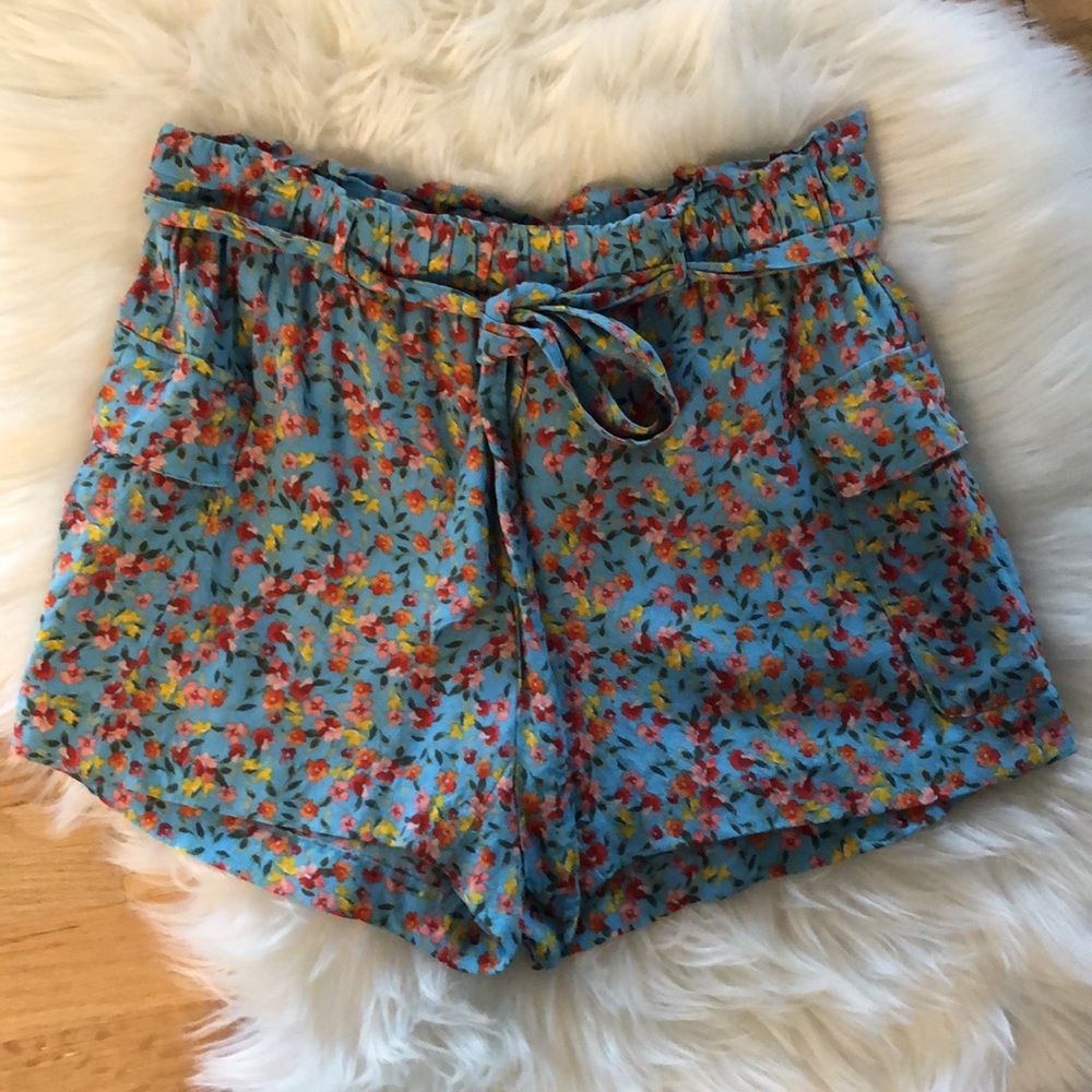 Ann Taylor Loft paperbag waist floral shorts